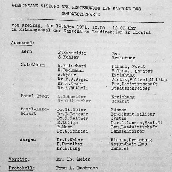 Auszug aus dem Gründungsprotokoll vom 19.3.1971